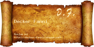 Decker Fanni névjegykártya